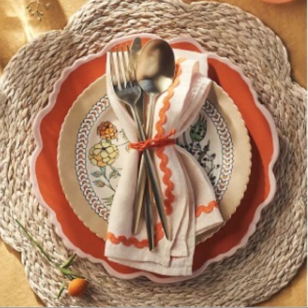 Anthropologie Turkuaz Kitchen Plates Handpainted Glazed Stoneware Floral NWT - Picture 12 of 13
